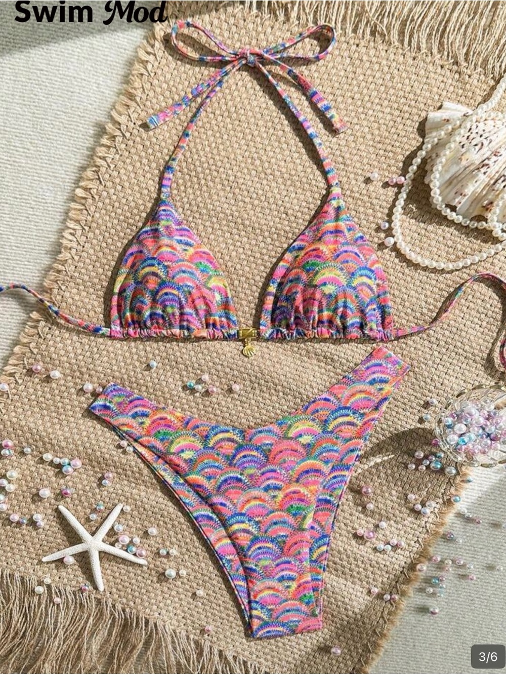 Colorful Rainbow Wave Triangle Bikini